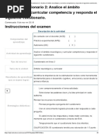 Cuestionario 2 - Analice El Ámbito Neurológico y Curricular Competencia y Responda El Siguiente Cuestionario - YP