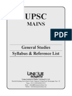 Mains: General Studies Syllabus & Reference List