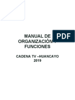 Manual de Organización Y Funciones: Cadena TV - Huancayo 2019