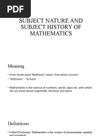 Subject Nature and Subject History of Mathematics