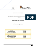 EVIDENCIA 1. Sistemas de Costos Por Órdenes de Trabajo y Procesos