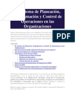 Sistema de Planeación, Programación y Control de Operaciones en Las Organizaciones