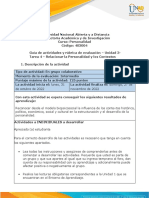 Guia de Actividades y Rúbrica de Evaluación - Unidad 3 - Tarea 4 - Relacionar La Personalidad y Los Contextos