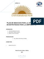 Plan de Negocios para La Aplicacion de Estrategias PIL ANDINA ORIGINAL Oficial Vania Melany Belen 1er Semestre