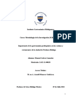 Importancia de La Gastronomía Prehispánica en Las Cocinas y Restaurantes de La Ciudad de Pachuca Hidalgo Manuel Galvez Gonzalez