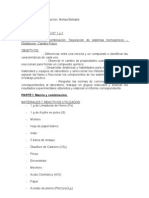 Lab N°2y3 Mezcla y Combinación. Separación de Sistemas Homogéneos - Destilación. Cambio Físico