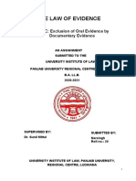 The Law of Evidence: TOPIC: Exclusion of Oral Evidence by Documentary Evidence