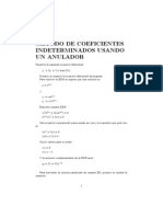 Variación de Parámetros y Operador Anulador