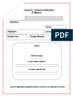 Evaluación 2 - Ciencias Naturales - 2° Básico