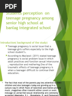 Students Perception On Teenage Pregnancy Among Senior High