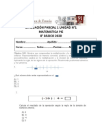 Evaluacion 1 Unidad 1 Matemática 8° PIE