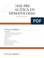 Fase Pre Analitica en Hematologia