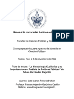 Ficha de Lectura: "La Metodología Cualitativa y Su Importancia en El Análisis de Políticas Públicas" de Arturo Hernández Magallón