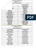 Class XI - XII Seating Arrangement