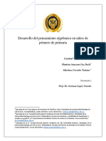 Desarrollo Del Pensamiento Algebraico en Niños de Primero de Primaria.