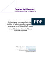 Influencia Del Ambiente Alfabetizador Familiar en La Fluidez en Lectura Oral en El Primer Curso de Educacion Primaria