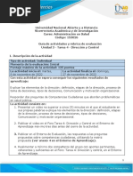 Guía de Actividades y Rúbrica de Evaluación - Unidad 3 - Tarea 4 - Dirección y Control