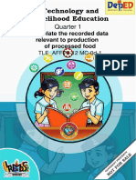 FOOD PROCESS Week 4 Tabulate The Recorded Data Relevant To Production of Processed Food