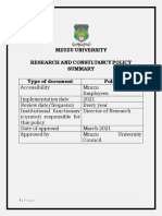 Mzuni Research Policy 2021 2026 SUMMARY