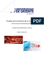 Pruebas de Los Factores de La Coagulación Jorge Bojalil 6°A