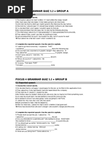 FOCUS 4 GRAMMAR QUIZ 5.2 Reported Speech
