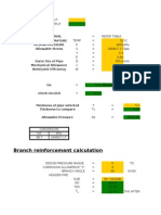 Branch Reinforcement Calculation: Pipe Material Design Temperature Design Pressure Allowable Stress