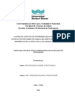 Calidad de Atencion de Enfermeria Relacionado Con La Satifaccion de Padres de Familia Cred Rimac 2021