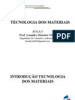 Aula 1 - Intrdução Tecnologia Dos Materiais