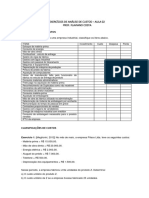 Aula 02 - Exercícios de Análise de Custos