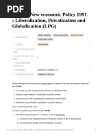 SU2. New Economic Policy 1991 Liberalization Privatization and Globalization (LPG)