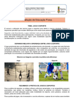 Prova de EDUCAÇÃO FISICA - JOGOS E ESPORTES