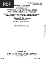 Indian Standard: Methods of Sampling and Physical Tests For Refractory Materials