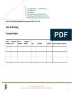 Complaints Register Template