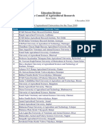 Ranking List of Agricultural Universities-2019