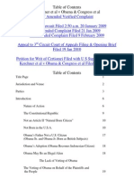 Kerchner V Obama & Congress - DOC 00 - Table of Contents For 2nd Amended Complaint