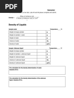 Density of Liquids and Solids Worksheet Rev1