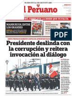 El Peruano: Presidente Deslinda Con La Corrupción y Reitera Invocación Al Diálogo