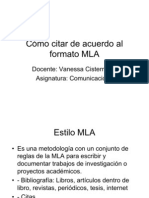 Cómo Citar de Acuerdo Al Formato MLA