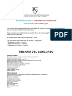 Temario Del III Concurso Provincial de Matemática Razonada Colegio Perpetuo Socorro