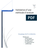 La Validation de La Méthode Analytique