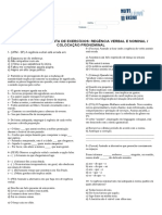 2ºem - Lista Regência Verbal, Nominal e Colocação Pron