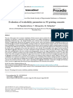 Evaluation of Workability Parameters in 3D Printing Concrete