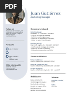 Currículum Marketing Manager Imagen Minimalista Azul