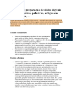 Dicas Sobre Preparação de Slides Digitais para Seminários