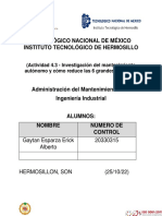 Actividad 4.3 - Investigación Del Mantenimiento Autónomo y Cómo Reduce Las 6 Grandes Pérdidas