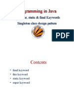 12.this, Final, Super, Static Keywords and Singleton Design