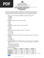 General Physics 1-1Sst Quarter Exam