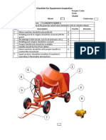 Checklist For Equipment Inspection - CONCRETE MIXER