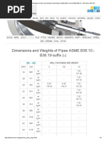 Dimensions and Weights of Steel and Stainless Steel Pipes ASME B36.10 and ASME B36.19 - NPS 26 To NPS 48