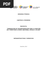 Memoria Técnica Cantón El Piedrero Proyecto - Generación de Geoinformación para La Gestión Del Territorio A Nivel Nacional, Escala 1 - 25.